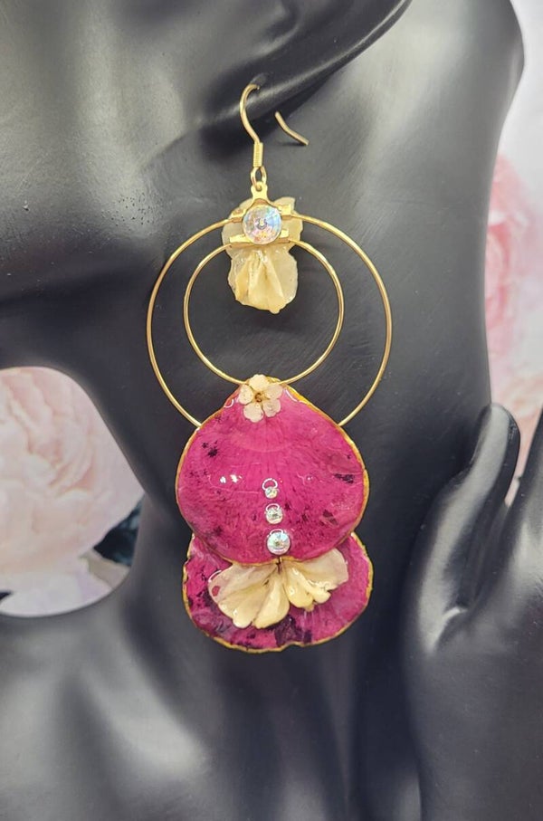 Boucles d'Oreilles Duo Sauge et Rose