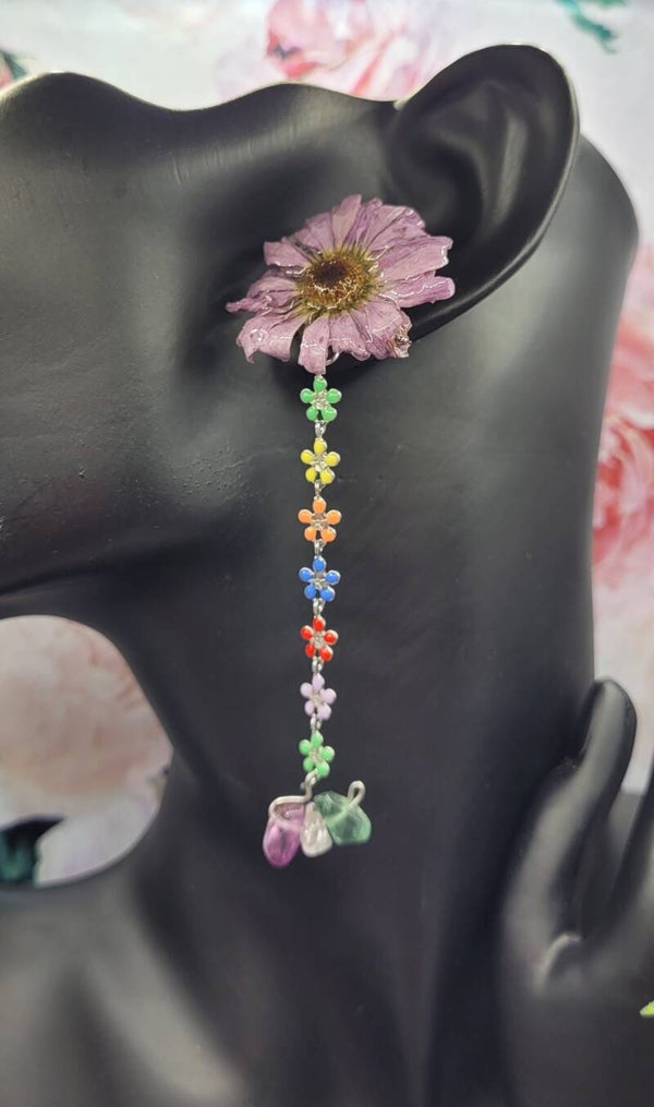Boucles d'Oreilles Marguerites Violettes