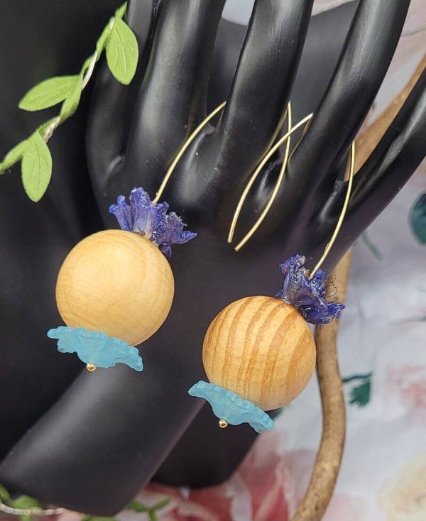 Boucles d'Oreilles Perles en Bois