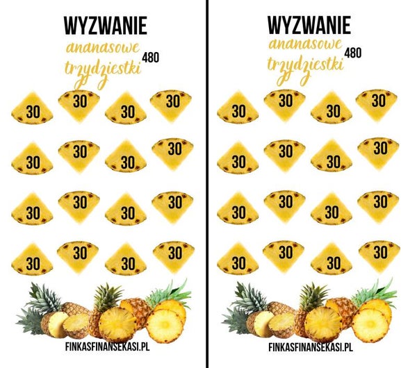 Wyzwanie oszczędnościowe " Ananasowe trzydziestki"
