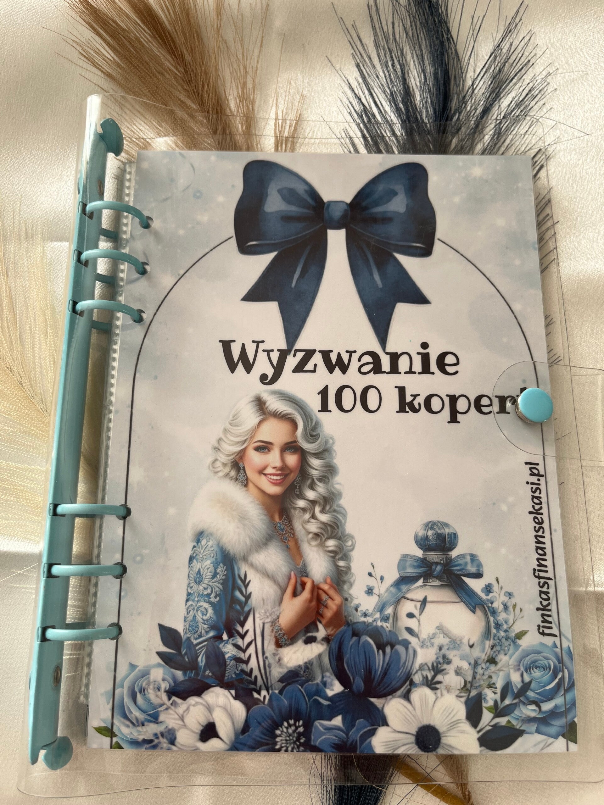 Wyzwanie Oszczędnościowe 100 Kopert z segregatorem a5 ( kokarda niebieska)