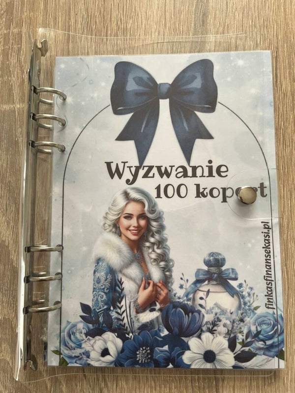 Wyzwanie Oszczędnościowe 100 Kopert z segregatorem a5 ( kokarda niebieska)