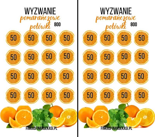 Wyzwanie oszczędnościowe  "Pomarańczowe połówki'
