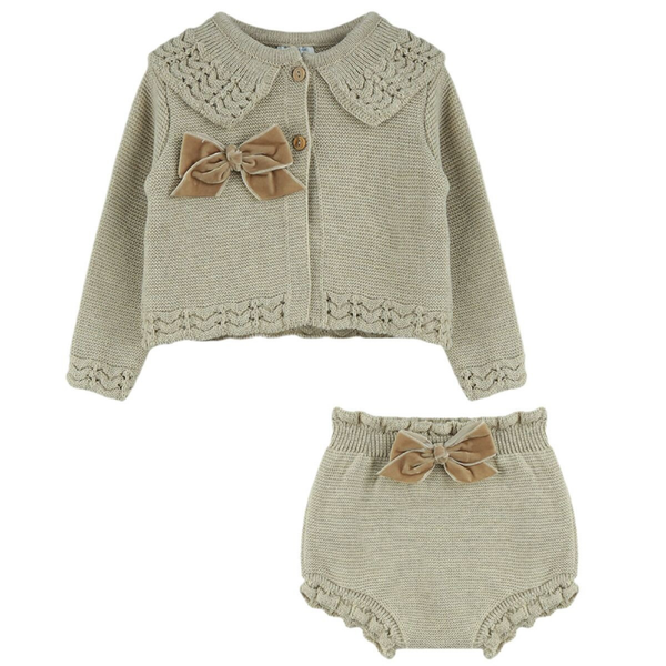 Dulce de Fresa - Set taupe met lichtbruine strikken