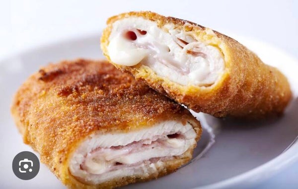 Cordons-bleus De Poisson sauce crème champignons riz blanc