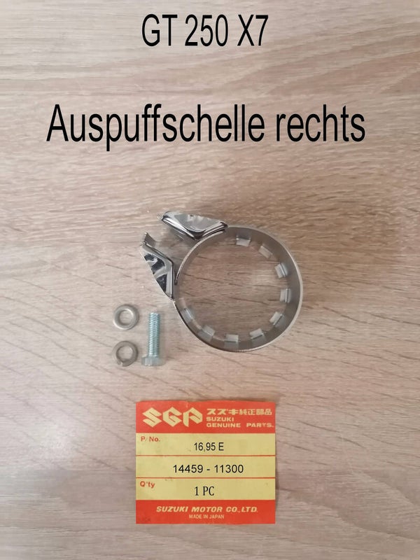 Suzuki GT 250 X7 Auspuffschelle rechts.