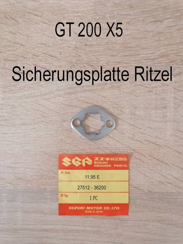 Suzuki GT 200 X5 Sicherungsplatte Ritzel neu.