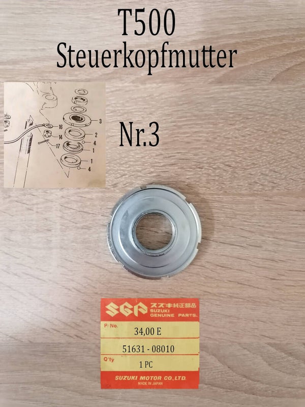 Suzuki T 500 Steuerkopfmutter neu