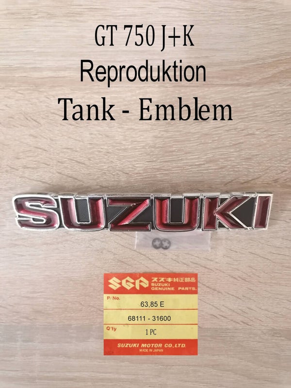 Suzuki GT 750 J+K Emblem Reproduktion neu.