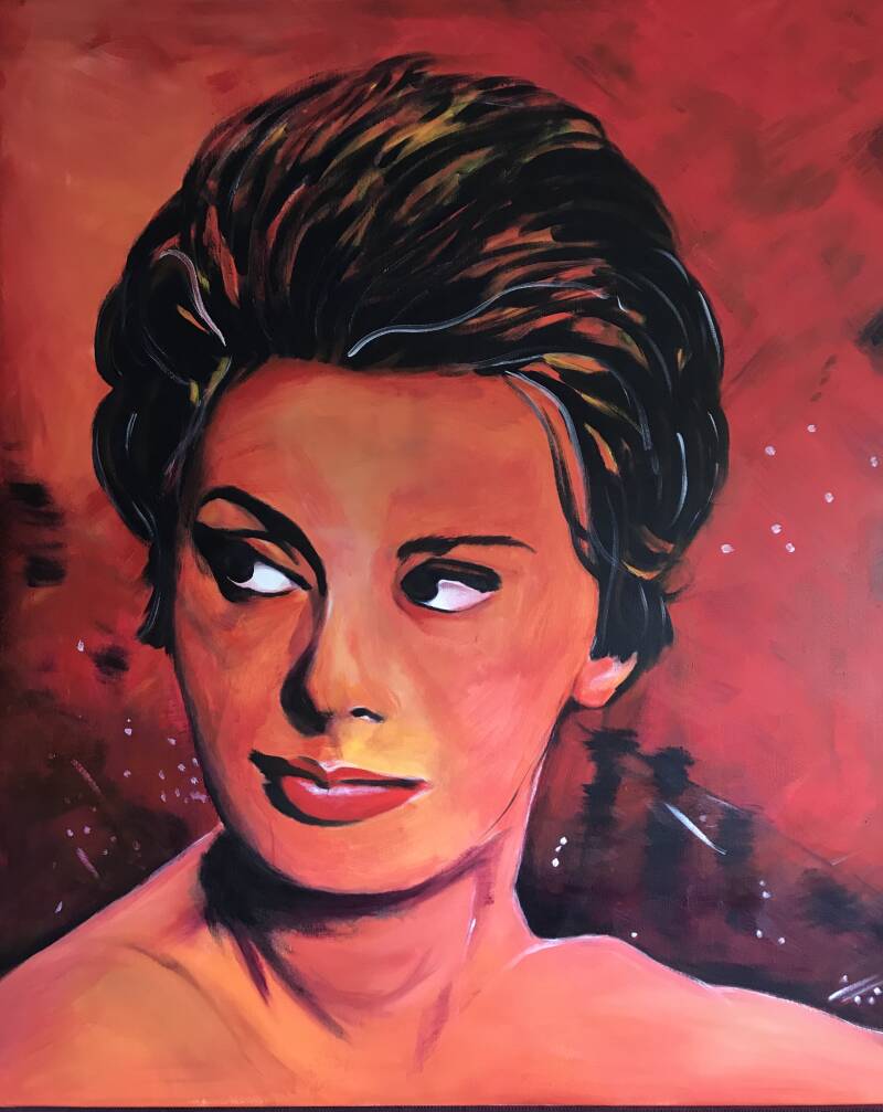 Portrait of Sophia Loren- Acrylic Painting 100x120 cm