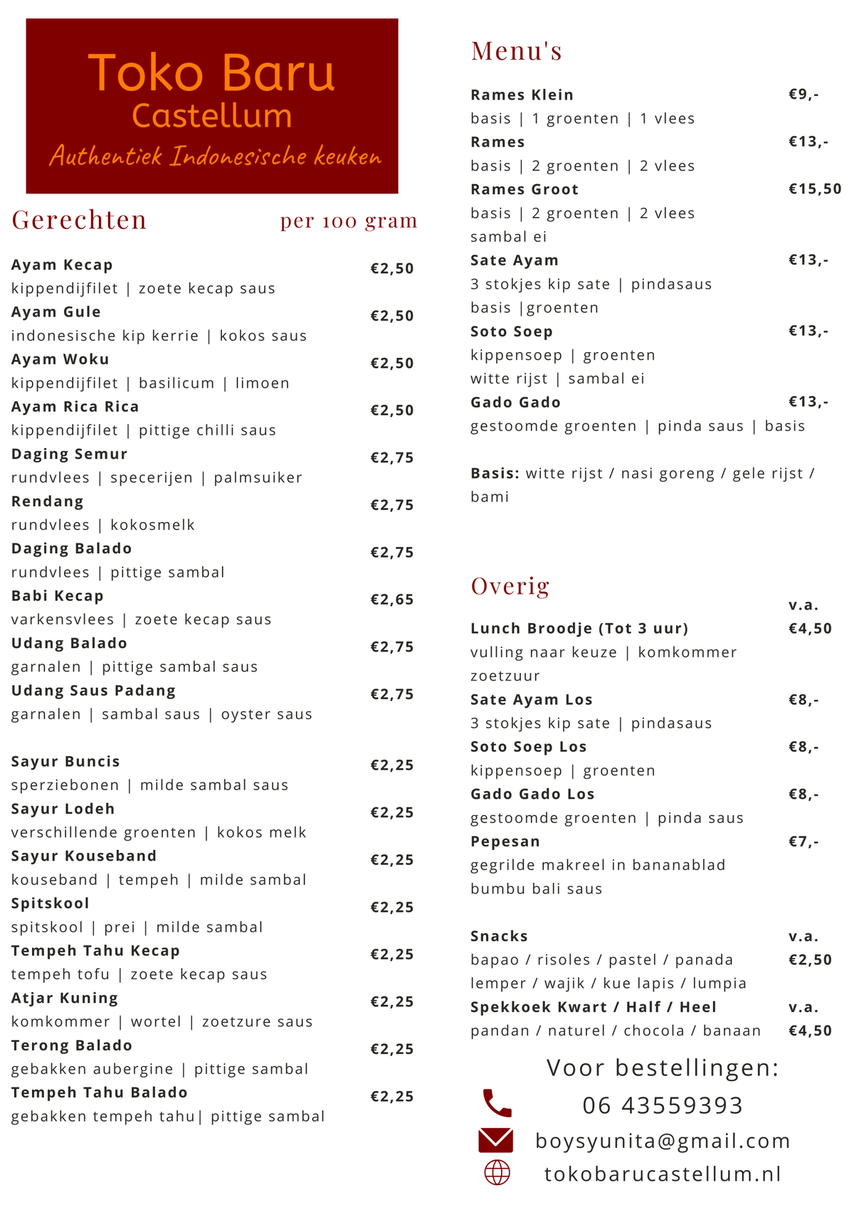 Groot Menu Rames Groot Menu | Toko Vleuterweide