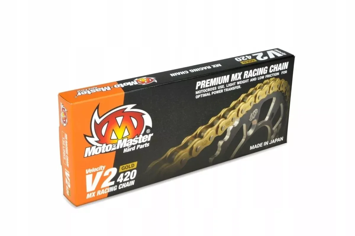 CADENA MOTOMASTER V2 420 GOLD 130 PASOS REFORZADA SIN RETENES