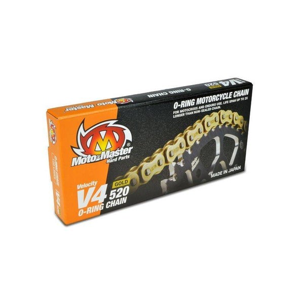 Cadena V4 520 Gold MOTOMASTER reforzada O-ring 120 pasos con clip