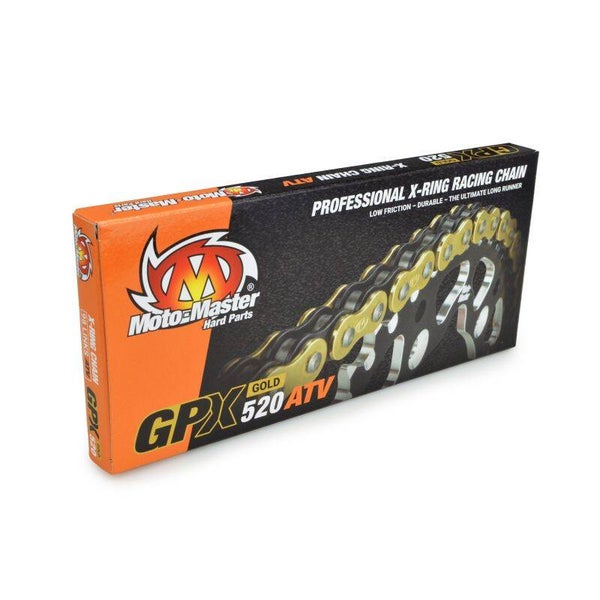 Cadena GPX ATV 520 MOTOMASTER X-RING DORADA reforzada con retenes 98 pasos
