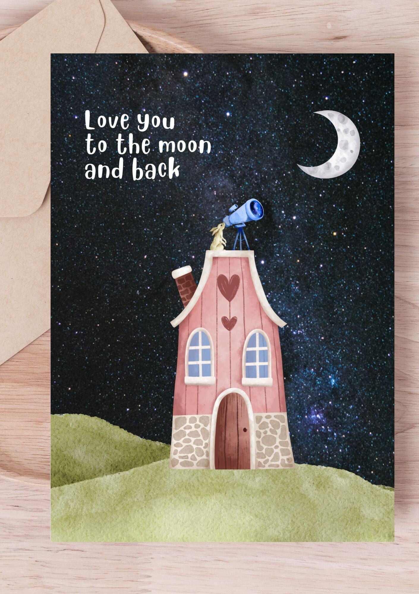 Kaart A6 - Love you to the moon