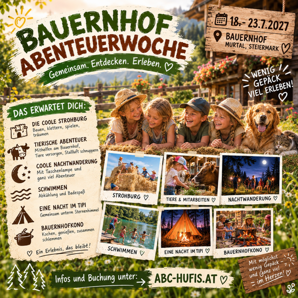 Bauernhofcamp- Abenteuerwoche 17.7-23.7.2027