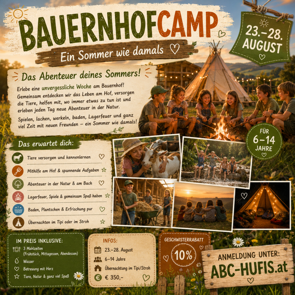 Bauernhofcamp- Ein Sommer wie damals 23.8-28.8.2026