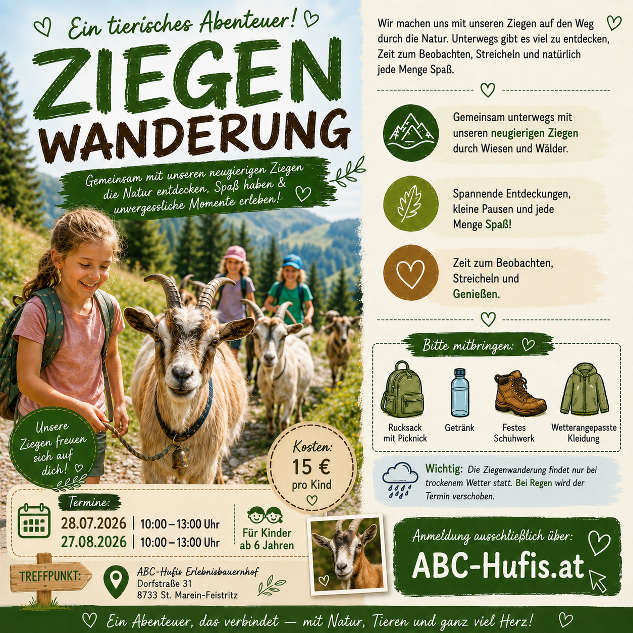 Kinder Ziegenwanderung 28.7 oder 27.8