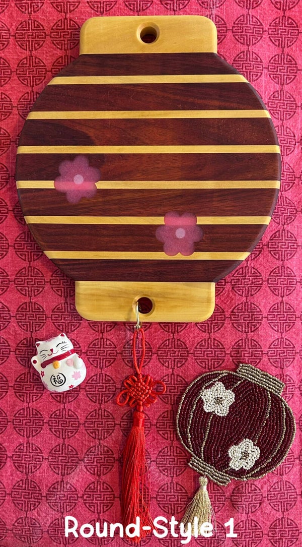 Pink Flower Round-Style Lantern Charcuterie Board