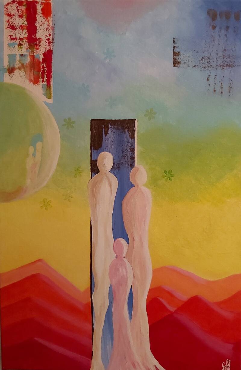 Titel; Abstract family - acryl op doek