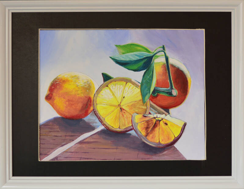 Titel; Citroenen stilleven - acryl - studie
