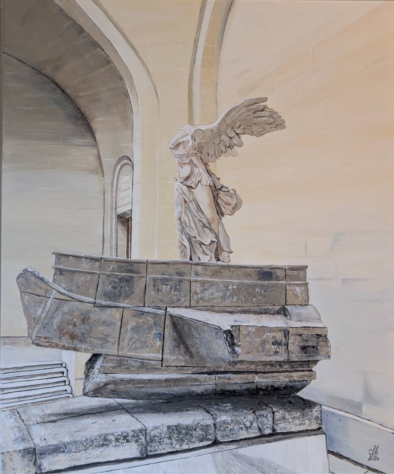 Titel; Winged Victory – Nike van Samothrake / Acryl op doek / 50x60 cm