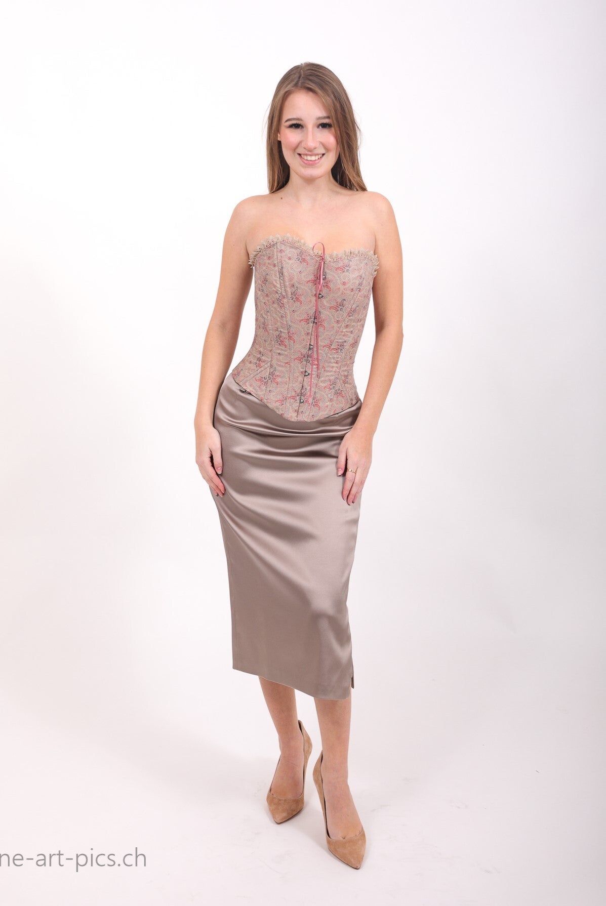 Corsage Vintage Style mit Deko-Korsettschließe, im Rücken geschnürt, drei Stoff-Varianten