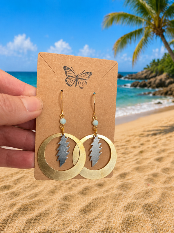 Small Brass hoops with silver-plated bolt