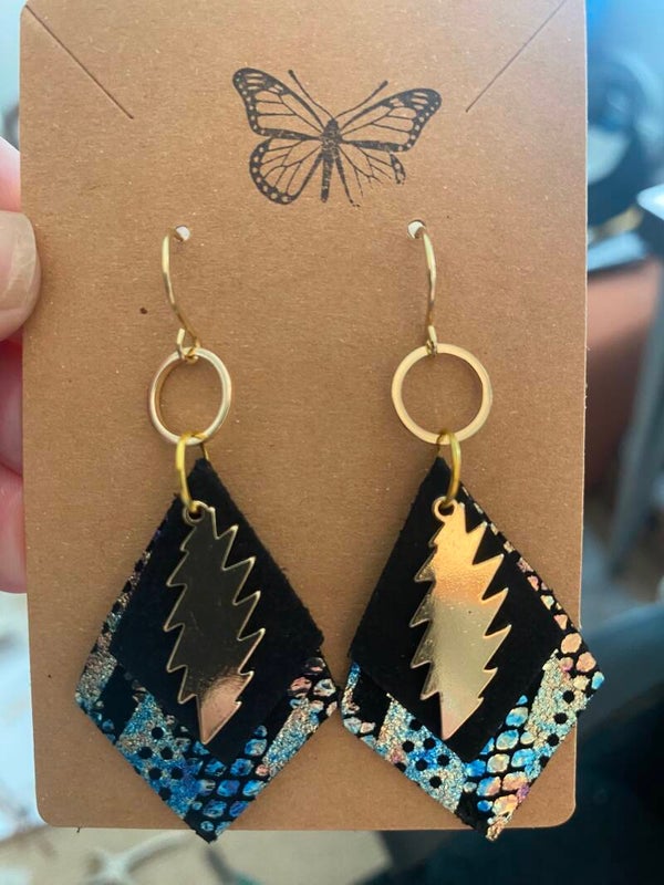 Gold bolt on leather