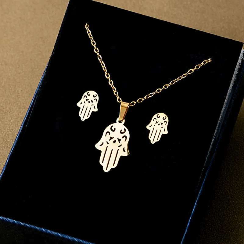 1349	Set aretes y collar fatima-acero inoxidable