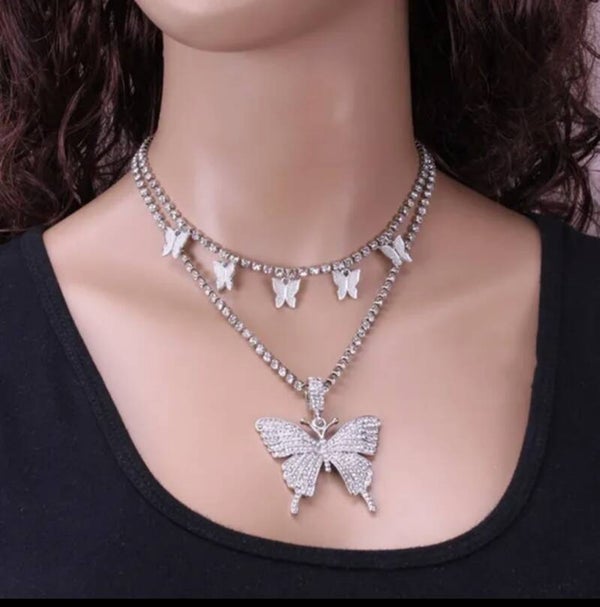 830	Collar mariposas diamantado