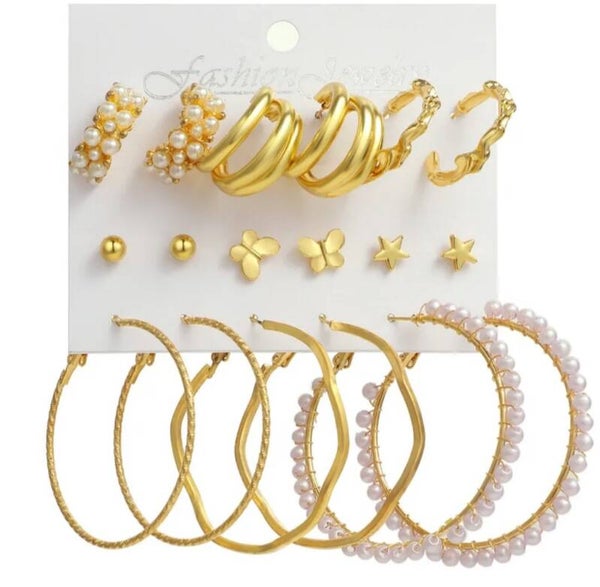 101 Set Aretes c/perlas (9 pares)