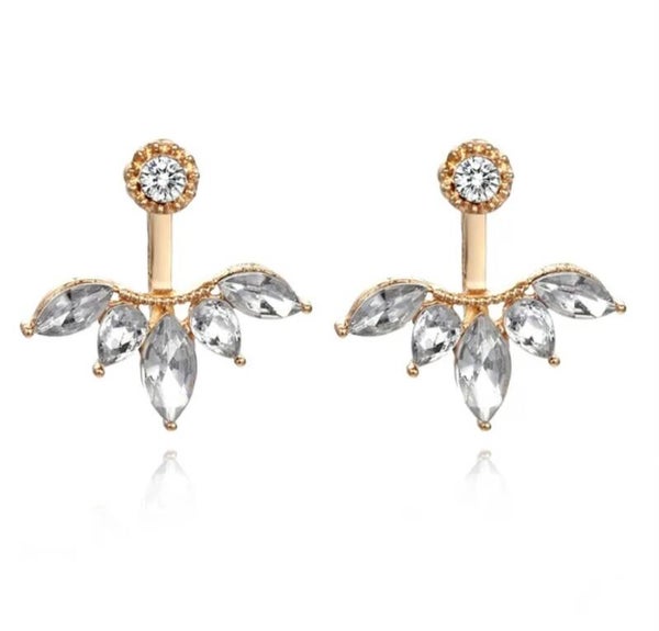 317 Aretes Hojas Cristales