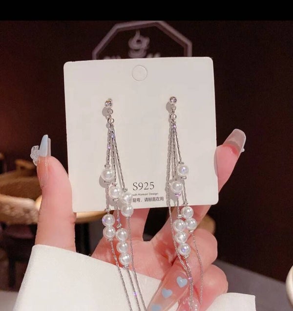 053 Aretes perlas plateado