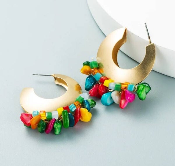 490 Arracadas piedras multicolor