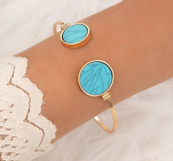 044 Pulsera dorada turquesa