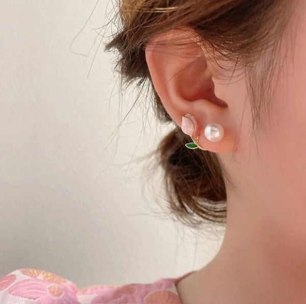 496 Aretes flor y perla