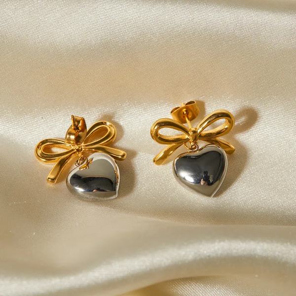 1371	Aretes corazon gris-acero inoxidable