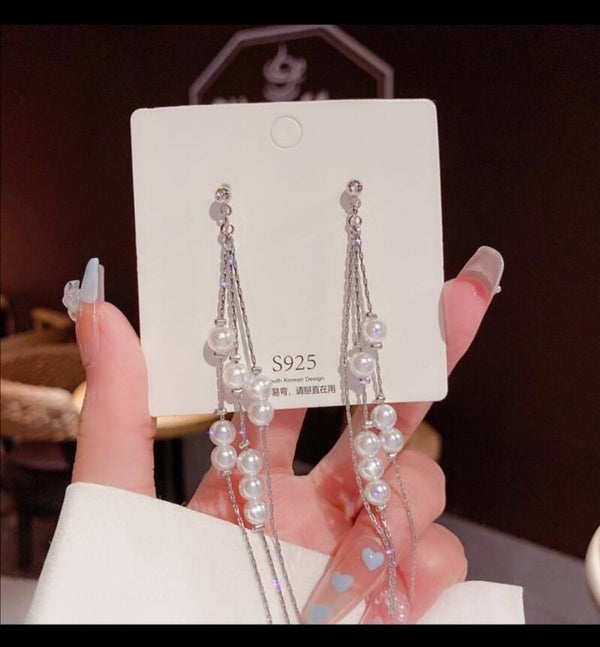 Aretes perlas color plata