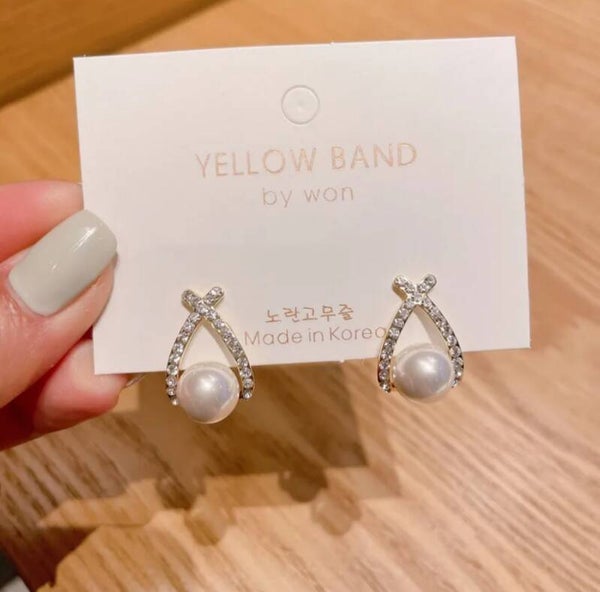 253 Aretes Perlas Brazos Diamantados Plata