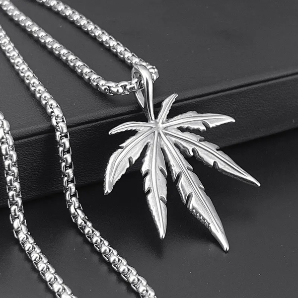 1514	Cadena caballero hoja marihuana-acero inoxidable