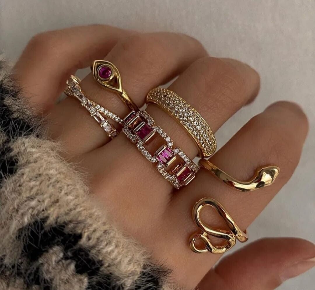 166 Anillos 5 Piezas Rosa