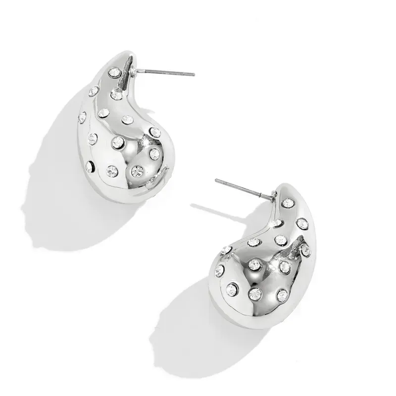 1329	Aretes gotas plateado diamantados-chapado