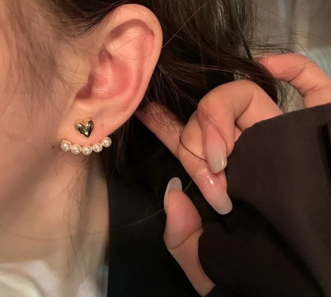 246 Aretes Corazón y Perlas