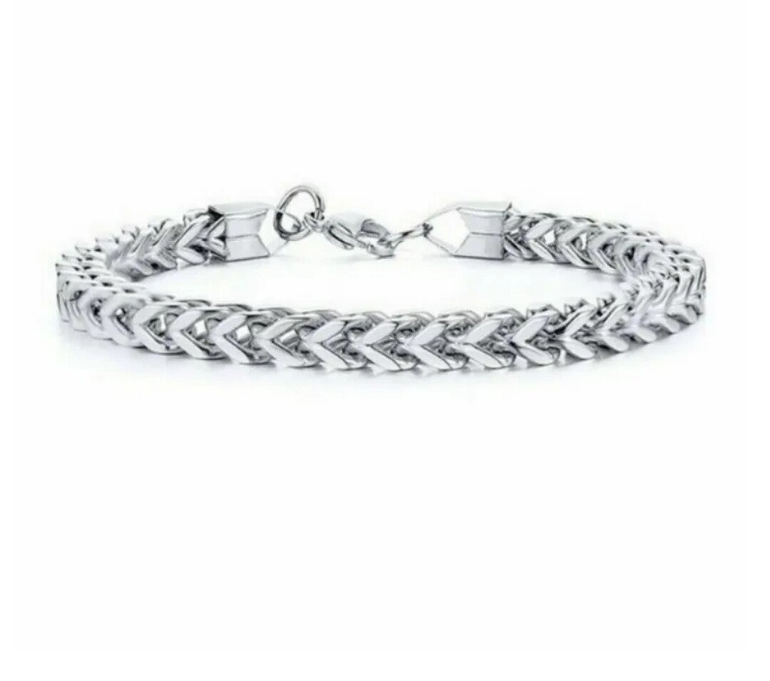 460 Pulsera trenzada plateada M1