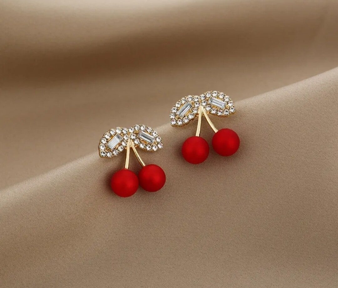 479 Aretes cereza diamantada