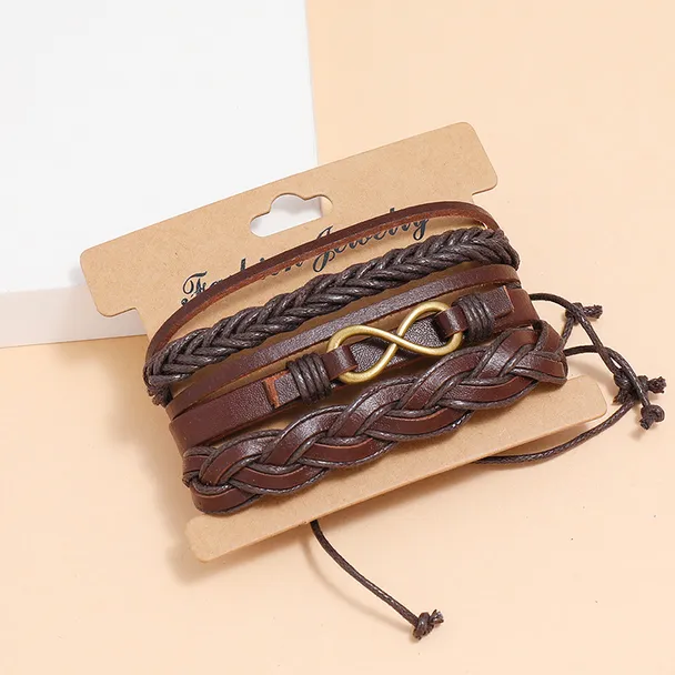 948	Caballero Pulsera infinito capas-cuero trenzado