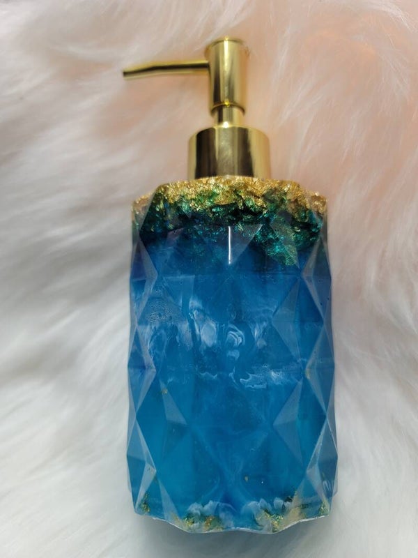 Sehr schöner Seifenspender blau mit Silberglitzer