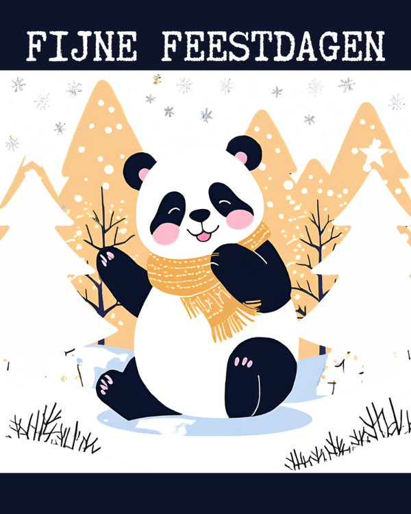 Kerstkaart Panda (10 stuks) (dubbele kaart)