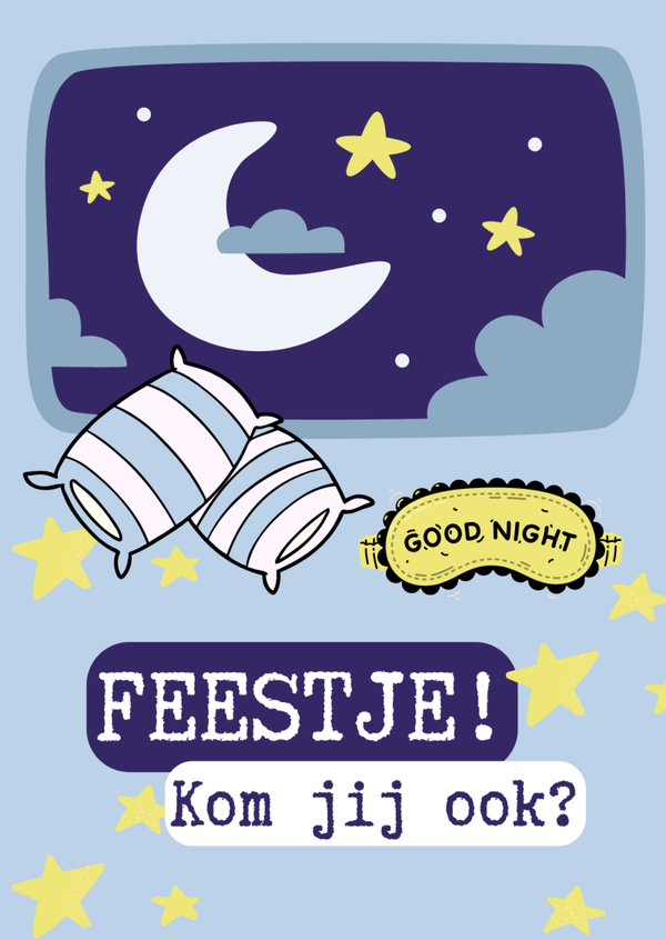 Uitnodigingskaarten Kinderfeestje Pyjama party (10 stuks)